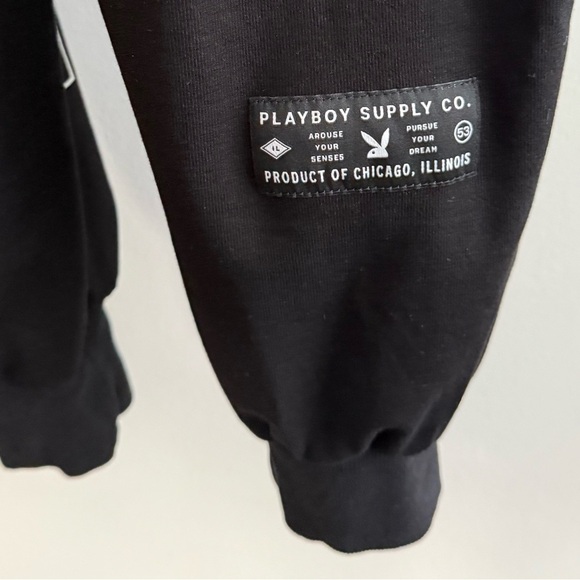 PLAYBOY Black Sweatpants with Signature Bunny Logo NWOT - Picture 4 of 6